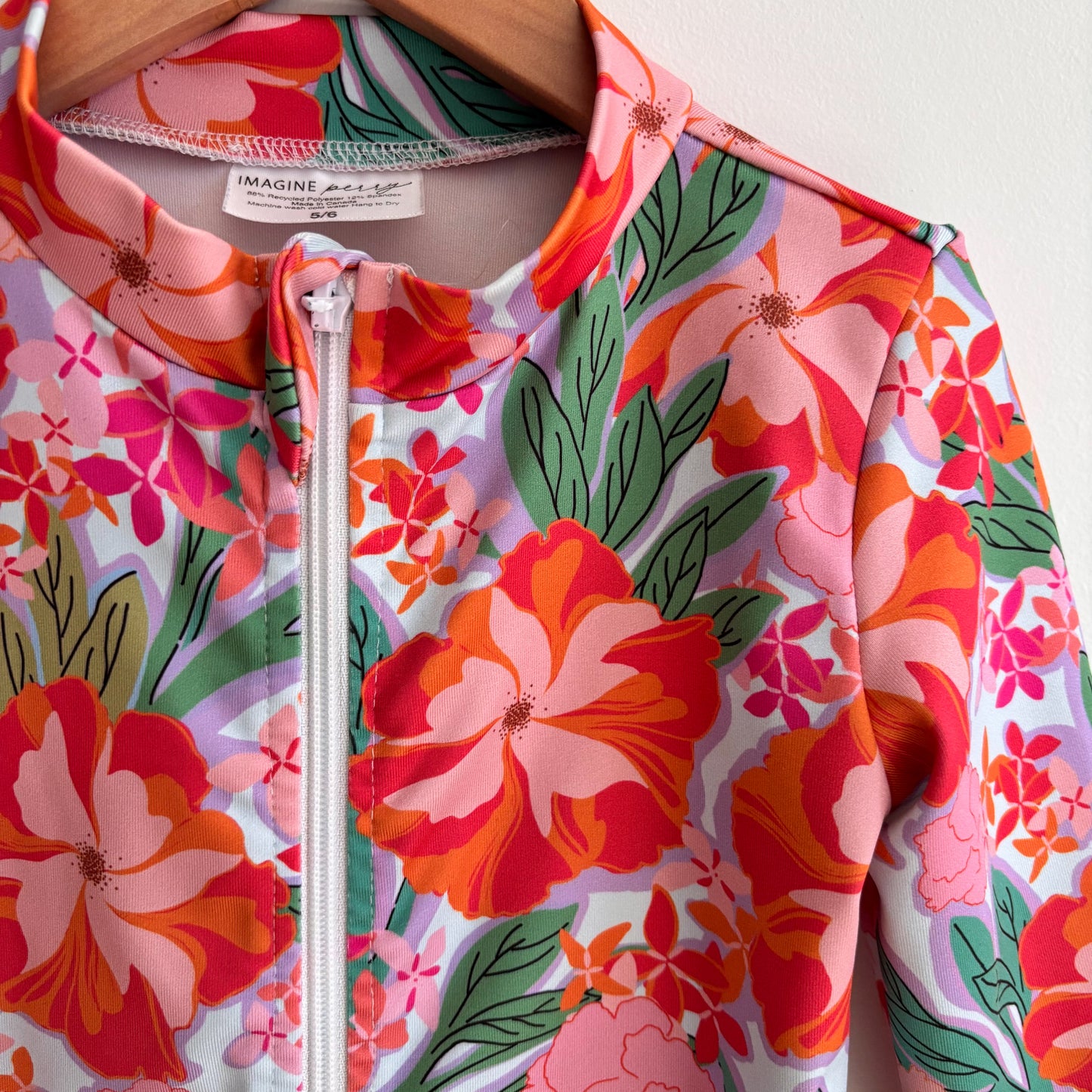 Floral Zip Rash Guard (5/6Y)