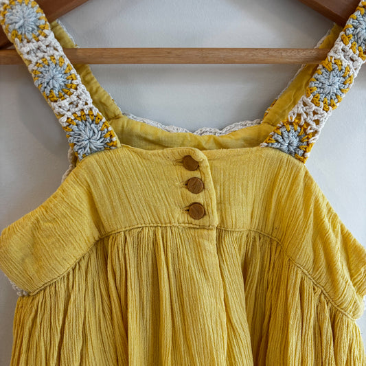 Yellow Gauze & Crochet Dress (4-5Y)