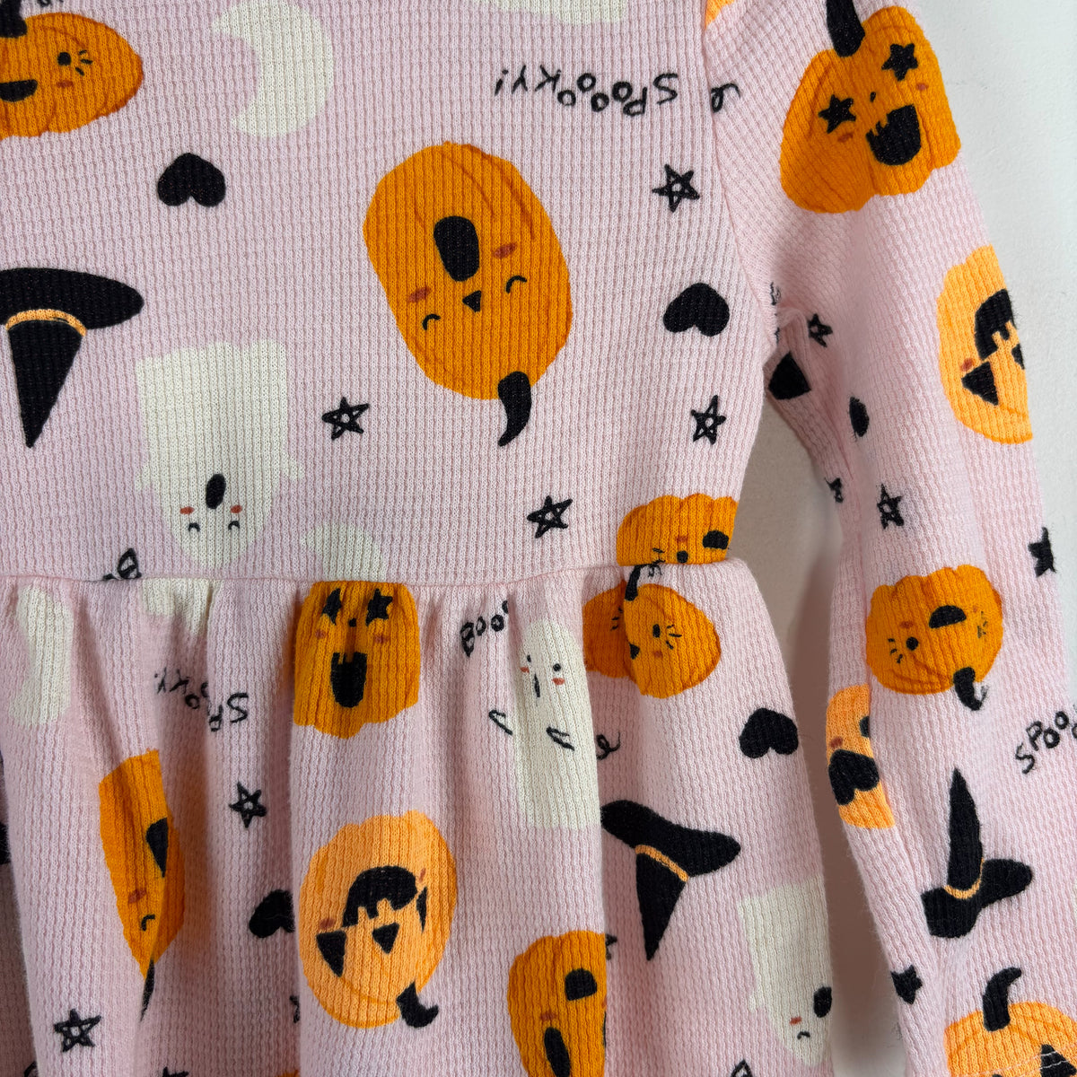 Waffle Knit Halloween Print Dress (2T)