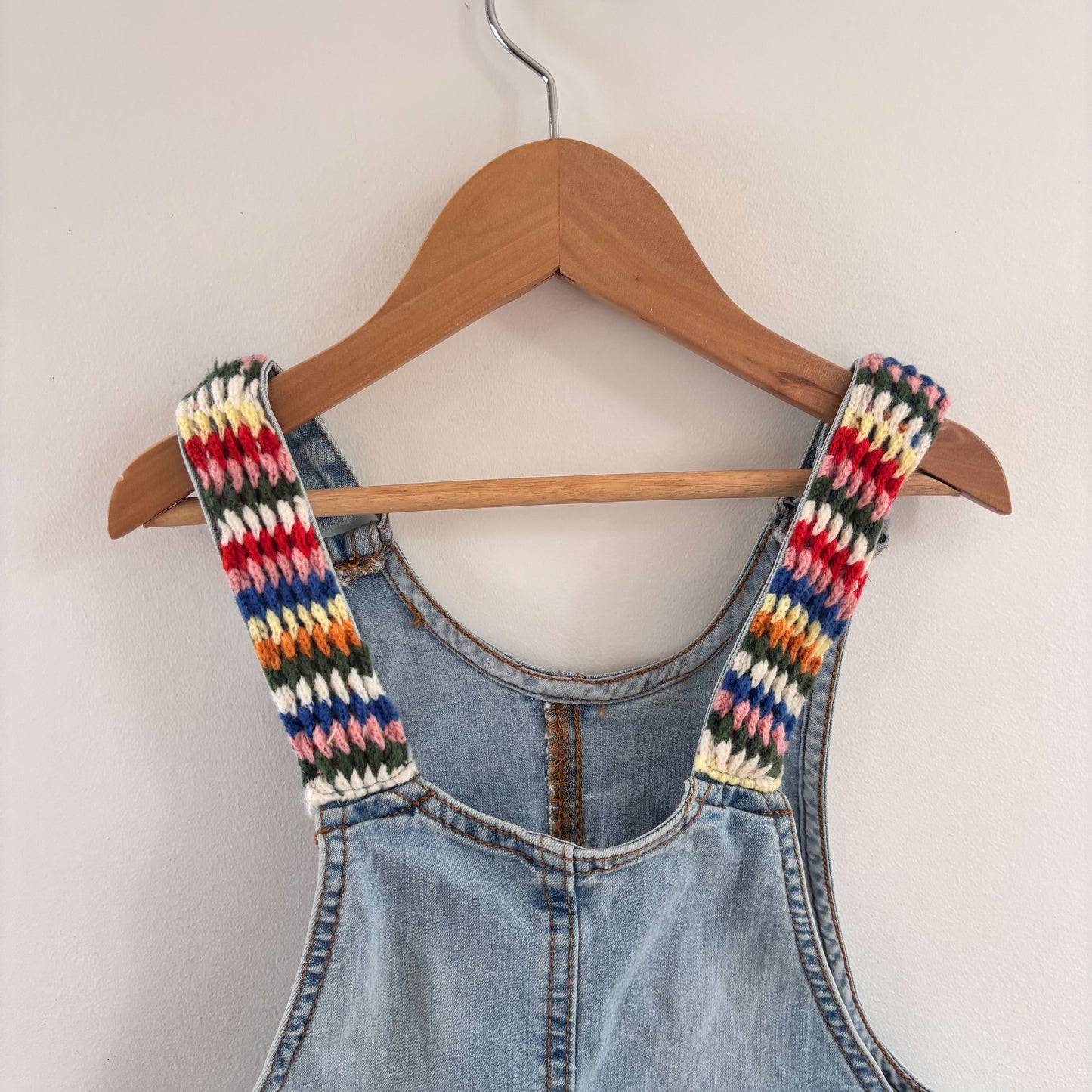 Denim Shortalls with Woven Straps (7Y)