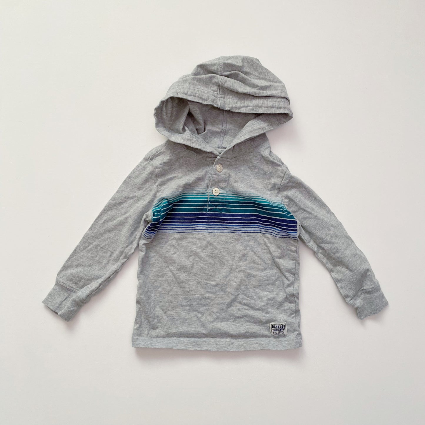 Grey Hooded Long Sleeve Shirt