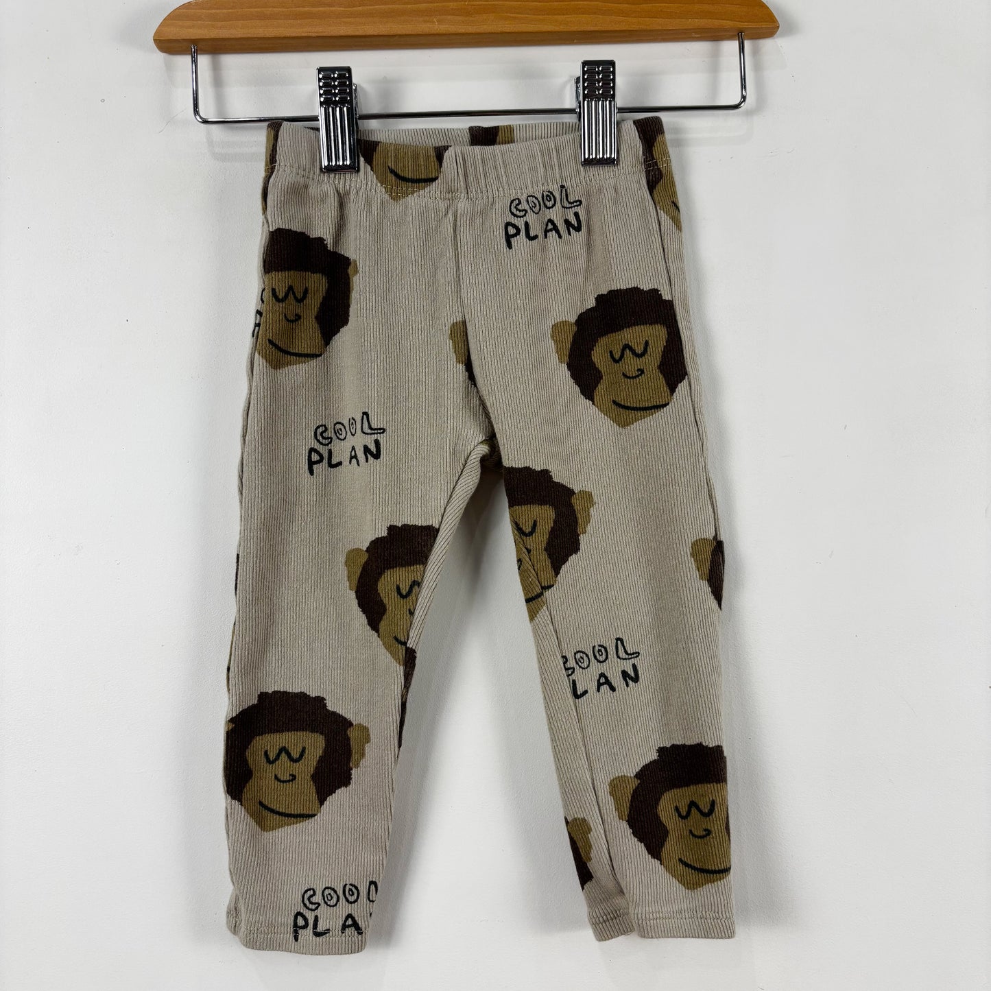 Monkey Print Ribbed Leggings (12-18M)