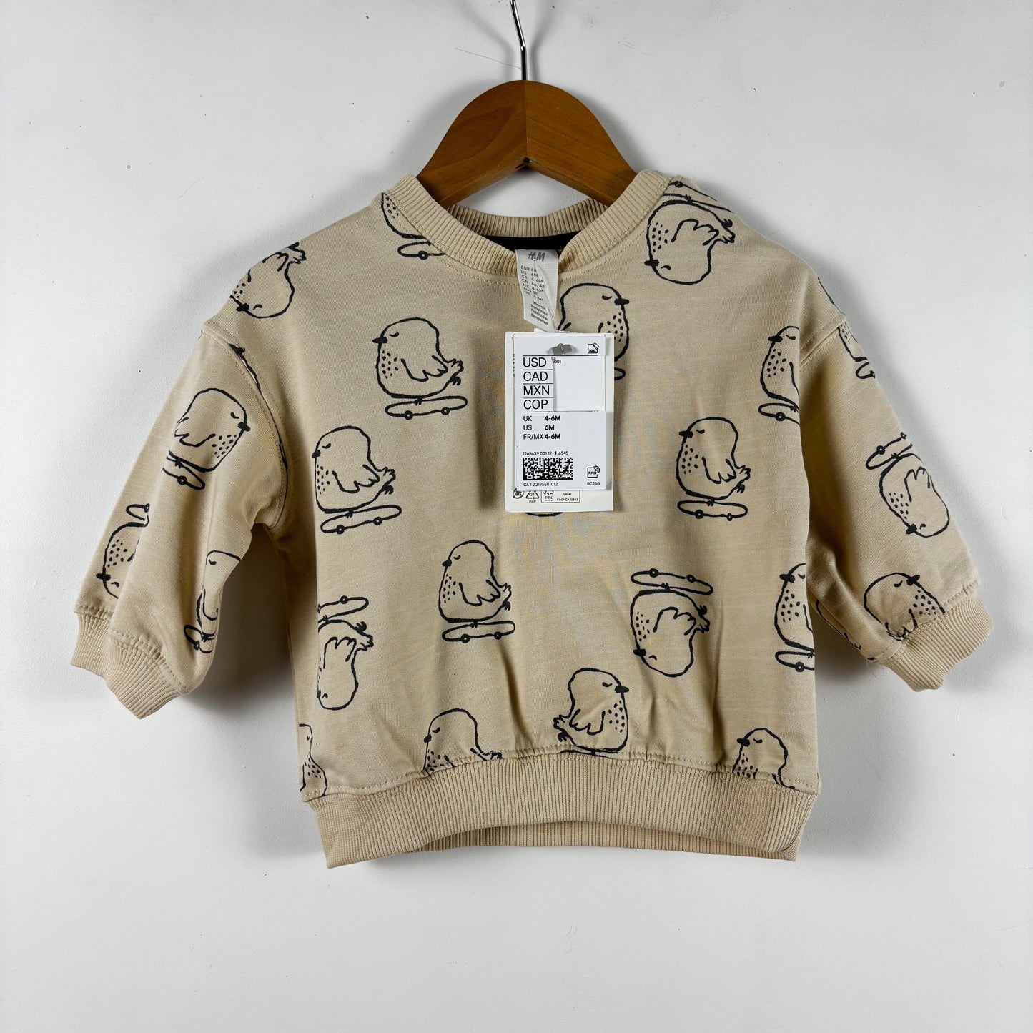 Skateboarding Bird Sweatshirt (4-6M)