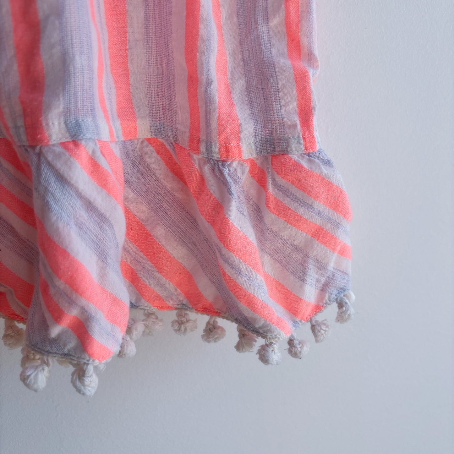 Striped Pom-Pom Trim Dress (2T)