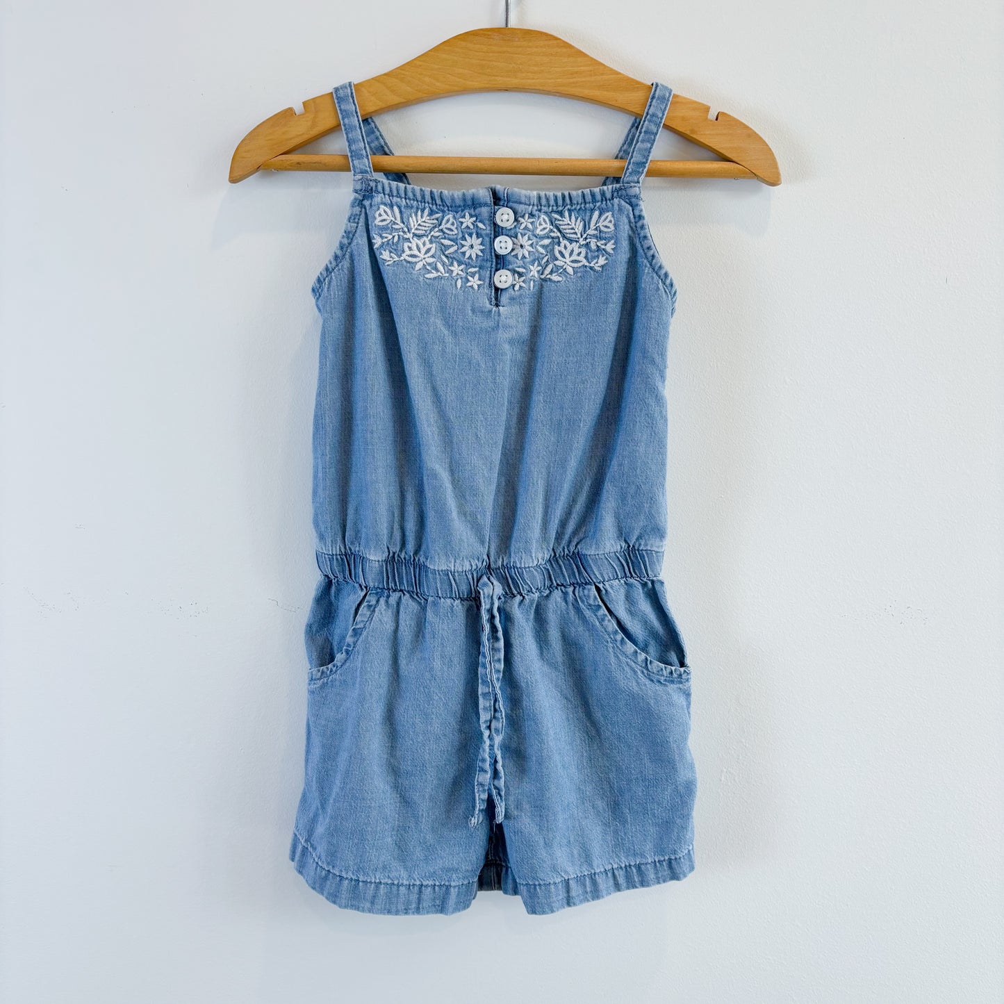 Embroidered Chambray Romper (2T)