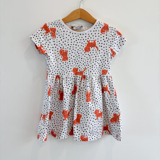White Tiger Print Dress (4T)
