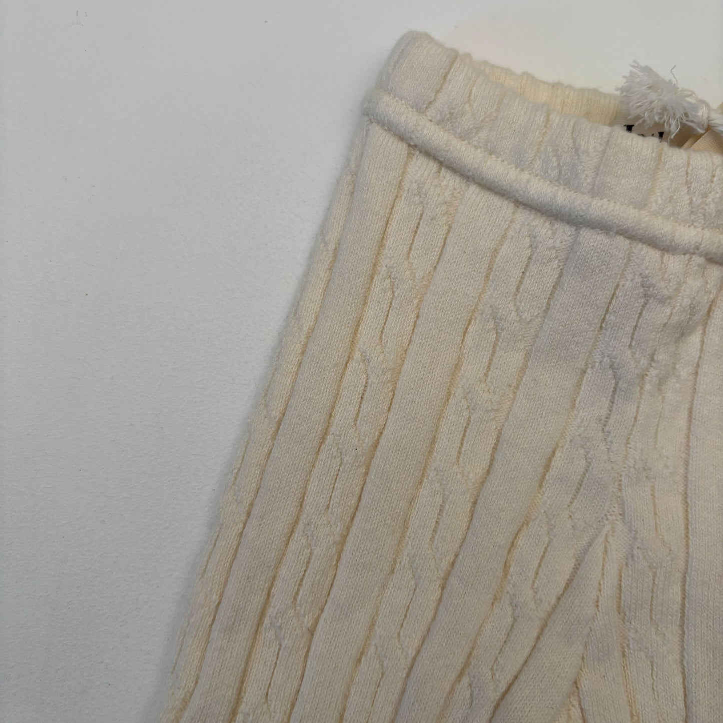 Ribbed Cream Footless Tights/Leggings (0-6M)