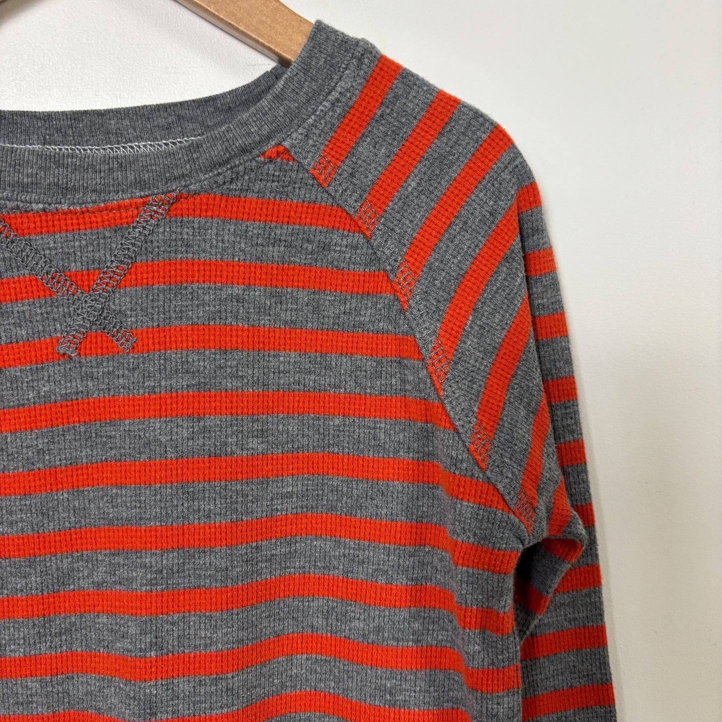 Grey + Orange Waffle Long Sleeve (5T)