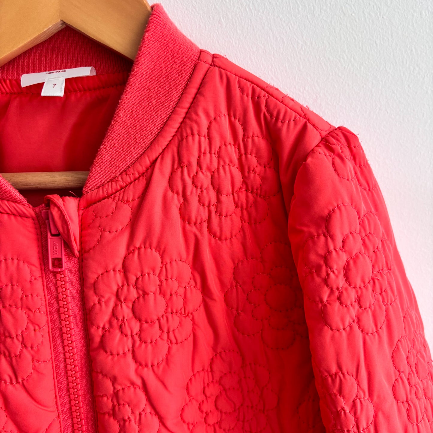 Coral Quilted Bomber Jacket (7Y)