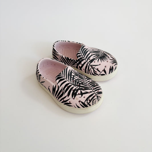 Pink Palm Leaf Slip On Shoes (4C)