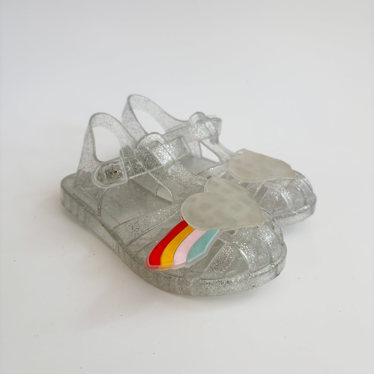 Silver Sparkle Jelly Sandals (10C)