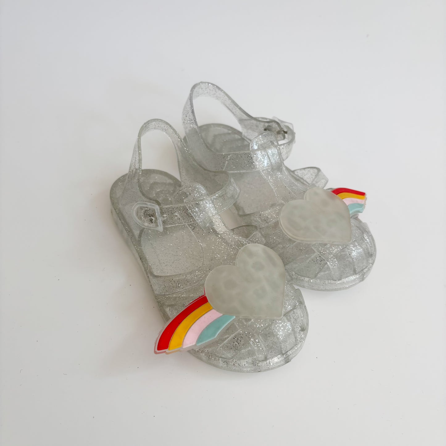 Silver Sparkle Jelly Sandals (10C)