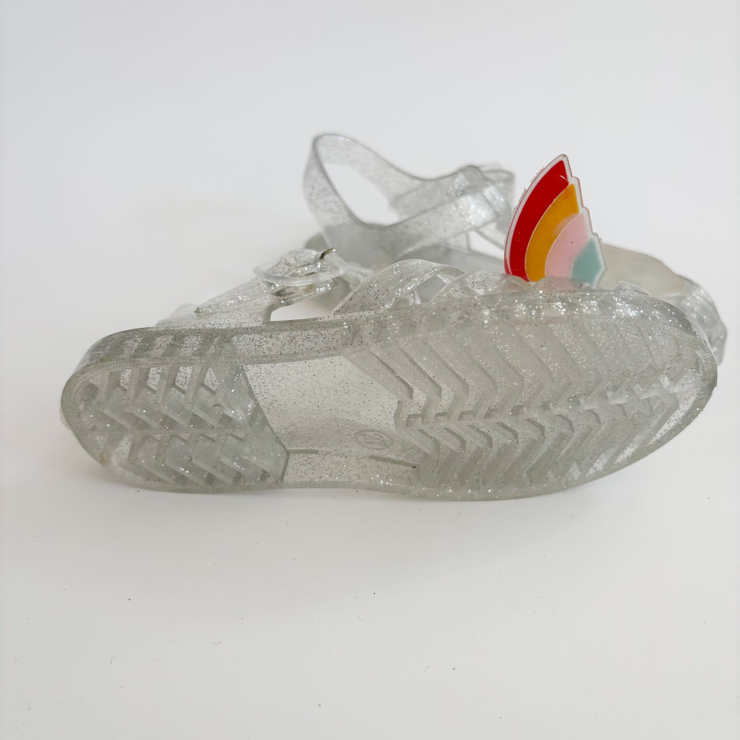 Silver Sparkle Jelly Sandals (10C)