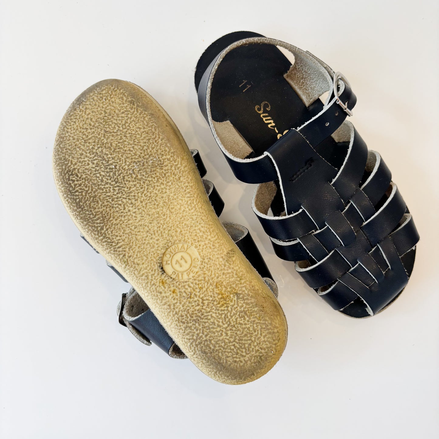 Navy Blue Fisherman Leather Sandals (11C)