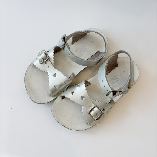 Silver Sweetheart Leather Sandals (8C)