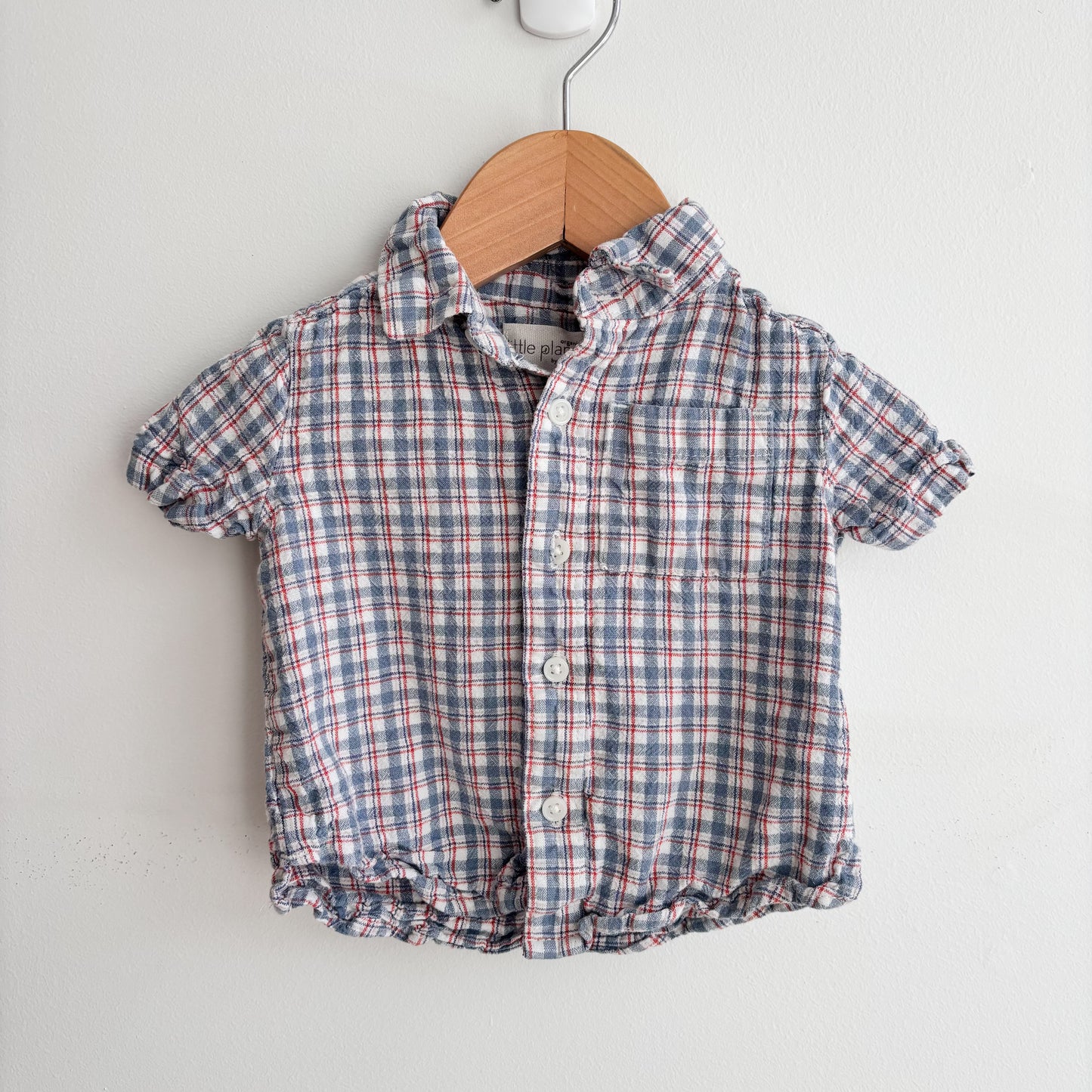 Organic Plaid Linen Blend Shirt (9-12M)