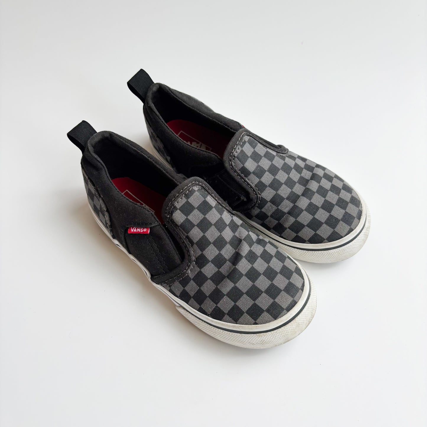 Black + Grey Checkered Slip Ons (10C)
