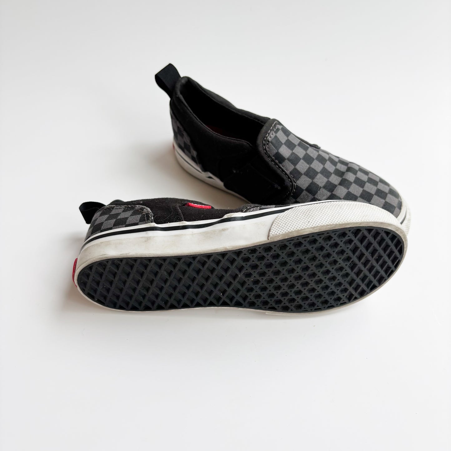 Black + Grey Checkered Slip Ons (10C)