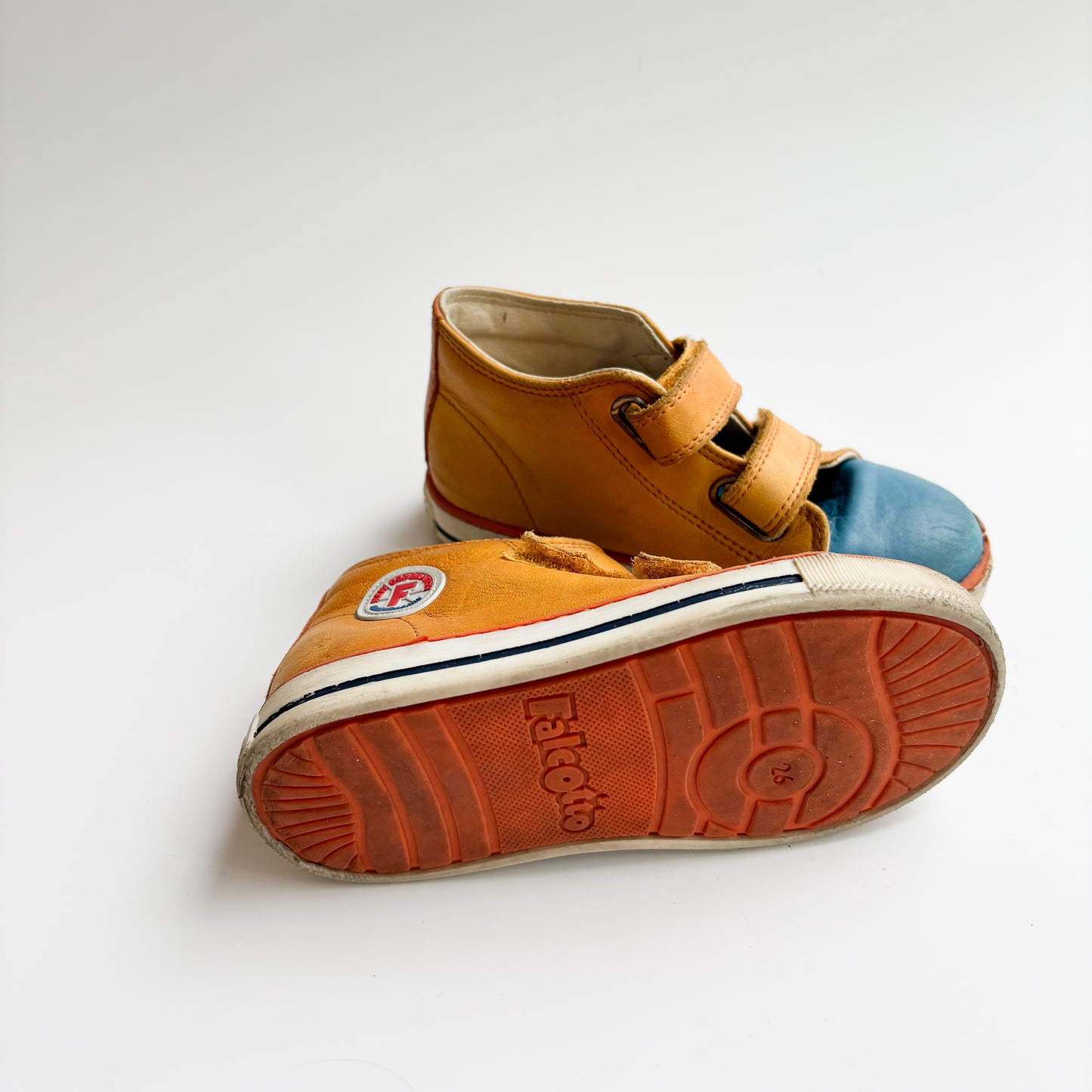 Tan + Blue Velcro Sneakers (9.5C)