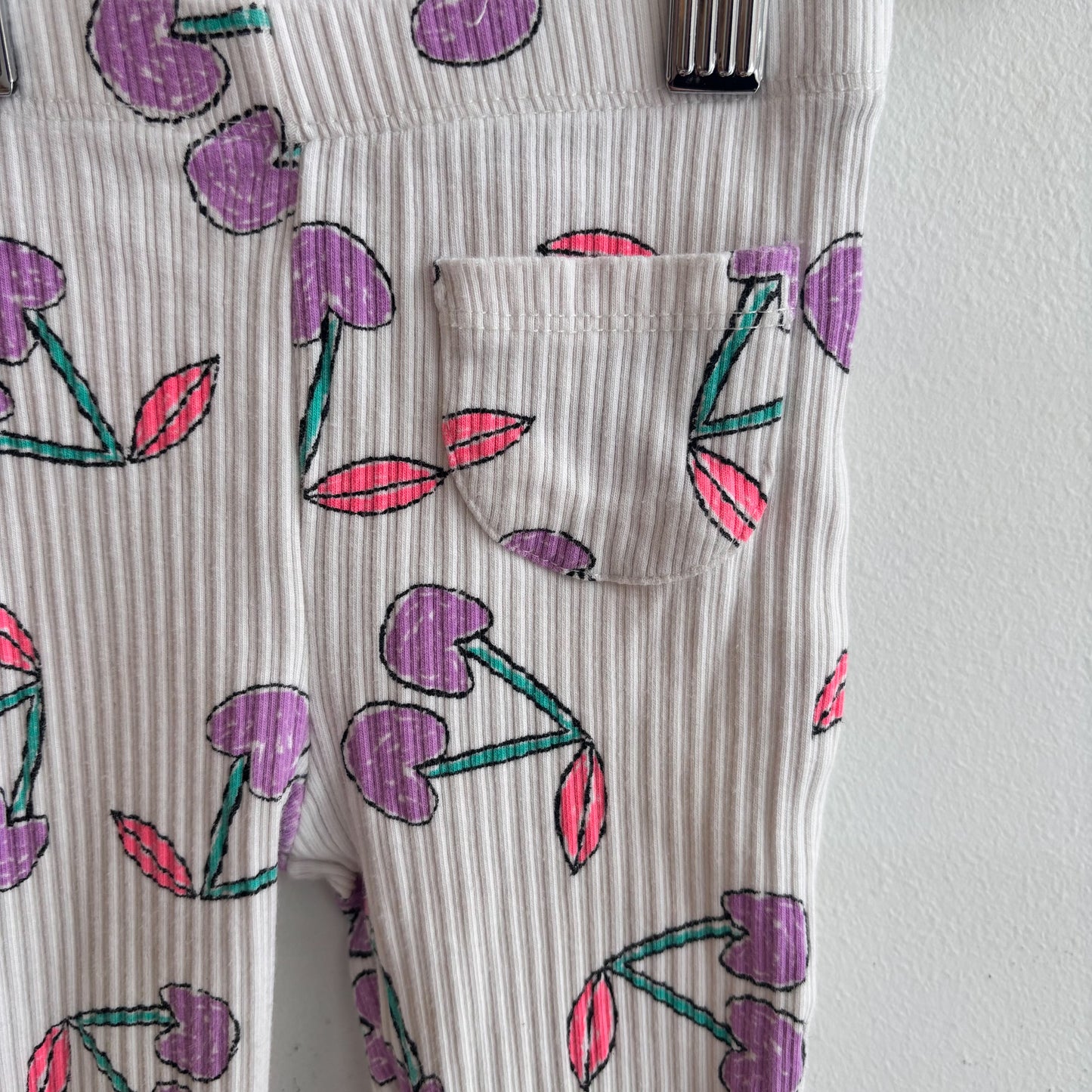Ribbed Cherry Print Flared Leggings (3Y)