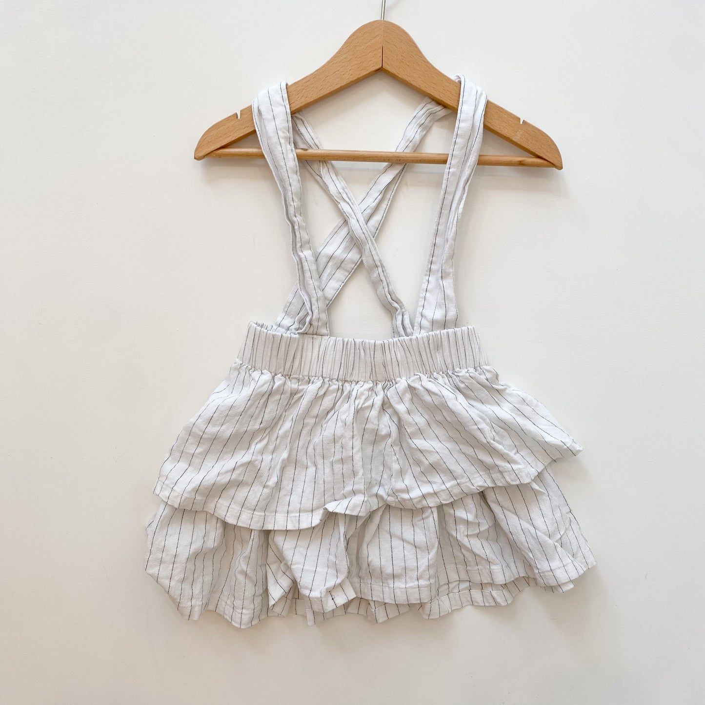 White Striped Suspender Skirt (3T)