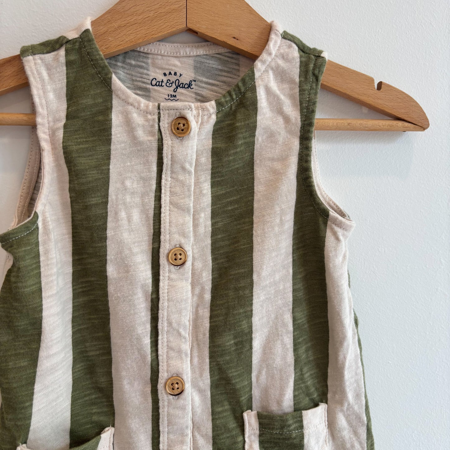 Green Striped Romper (12M)