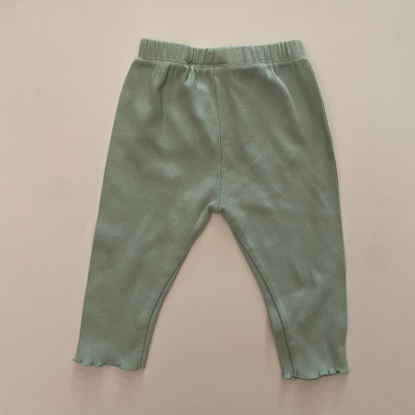 Mint Green Ribbed Leggings (6-9M)