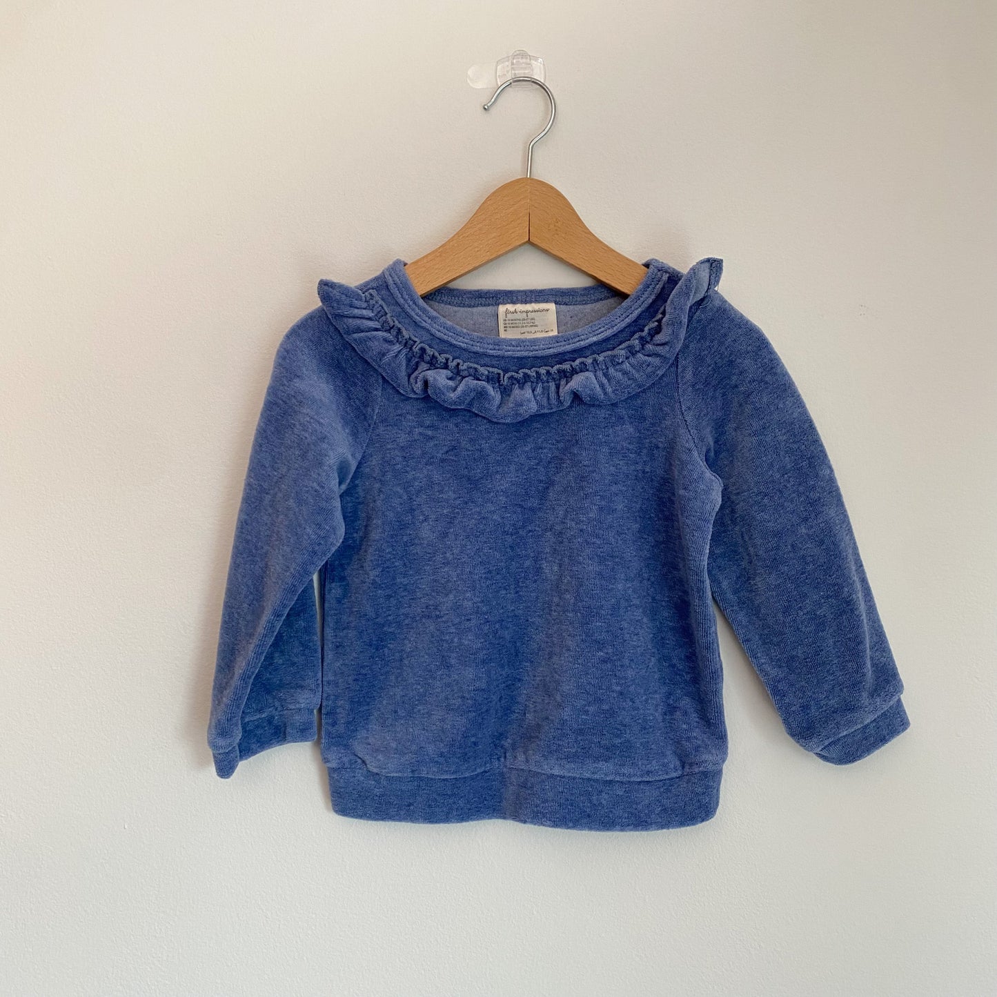 Blue Velour Ruffle Top (12-18M)