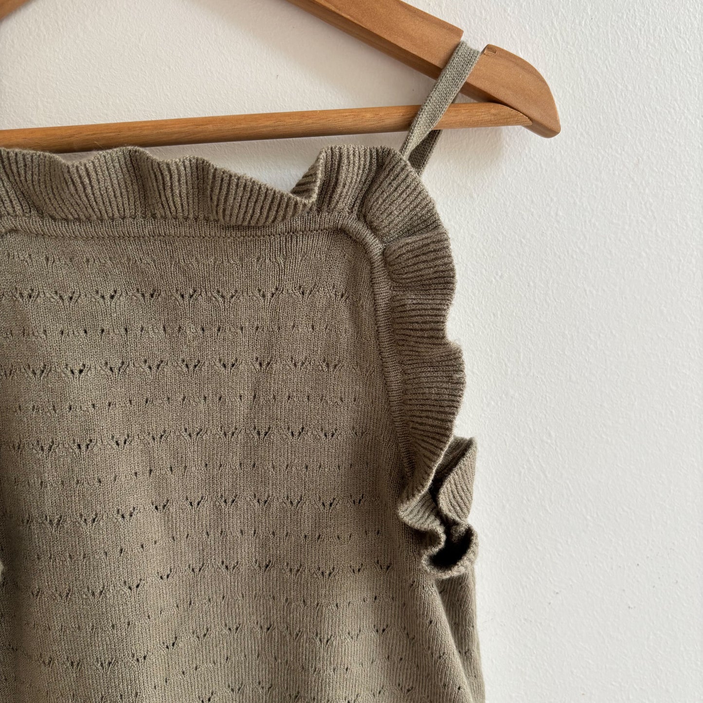 Sage Green Knit Ruffle Romper (3Y)