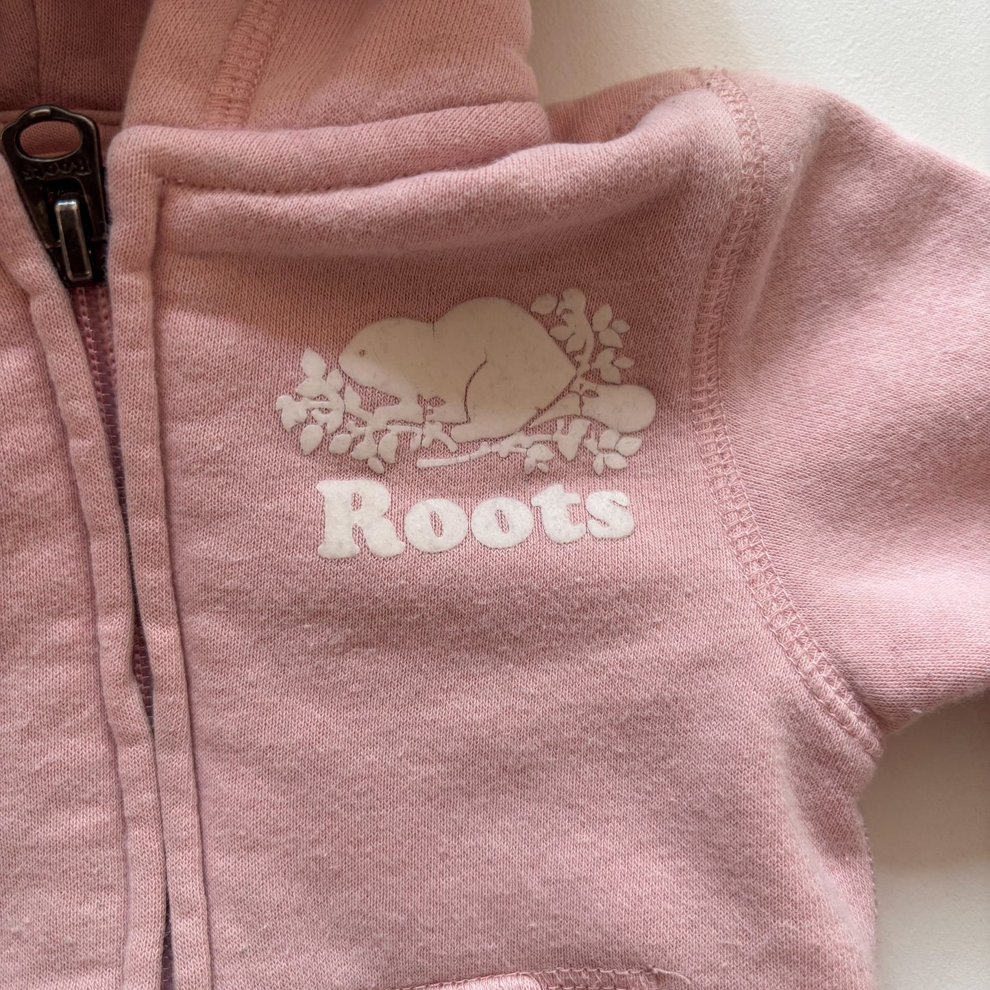 Pale Pink Zip Hoodie w/ White Logo (3-6M)
