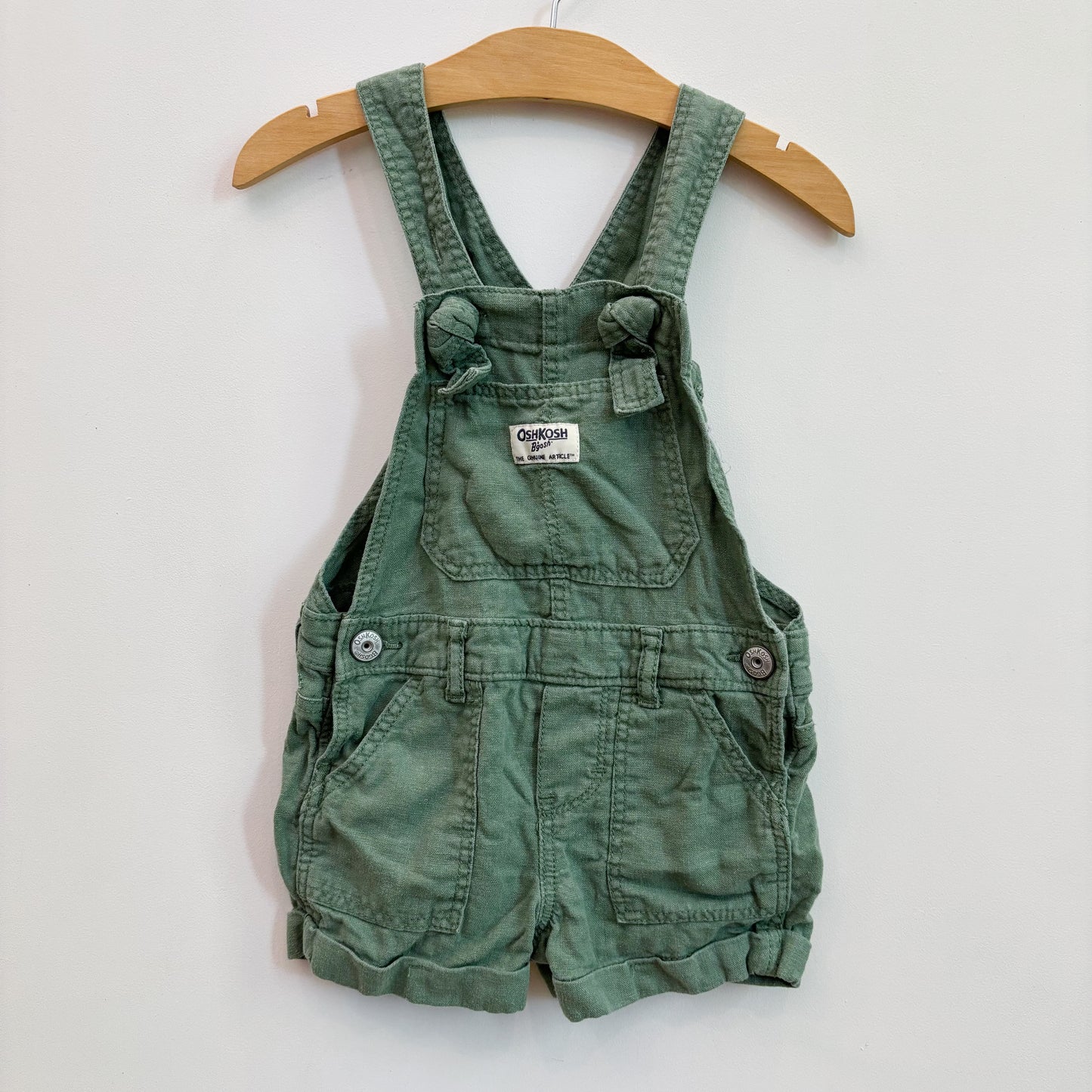 Green Linen-Blend Shortalls (3T)