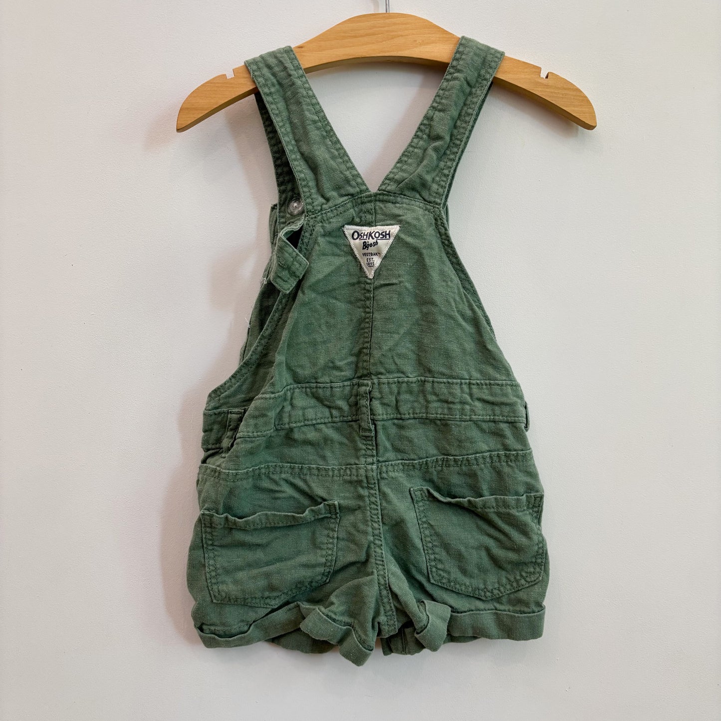 Green Linen-Blend Shortalls (3T)