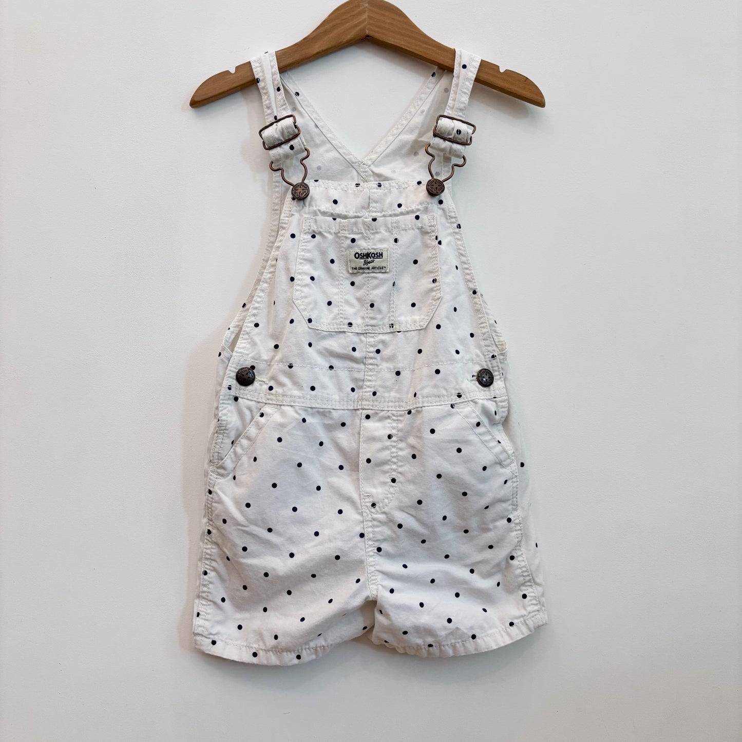 White Polka Dot Shortalls (4T)