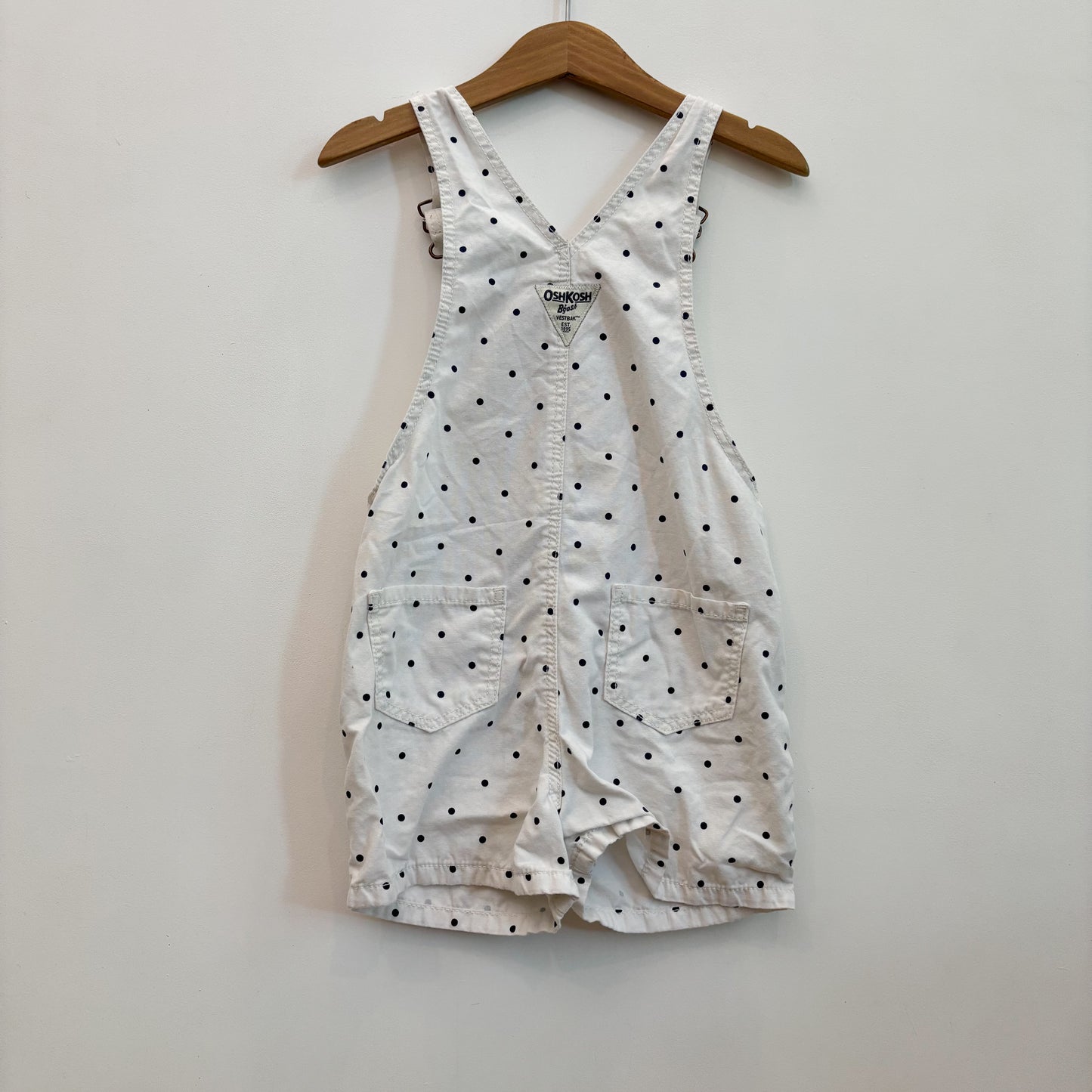 White Polka Dot Shortalls (4T)