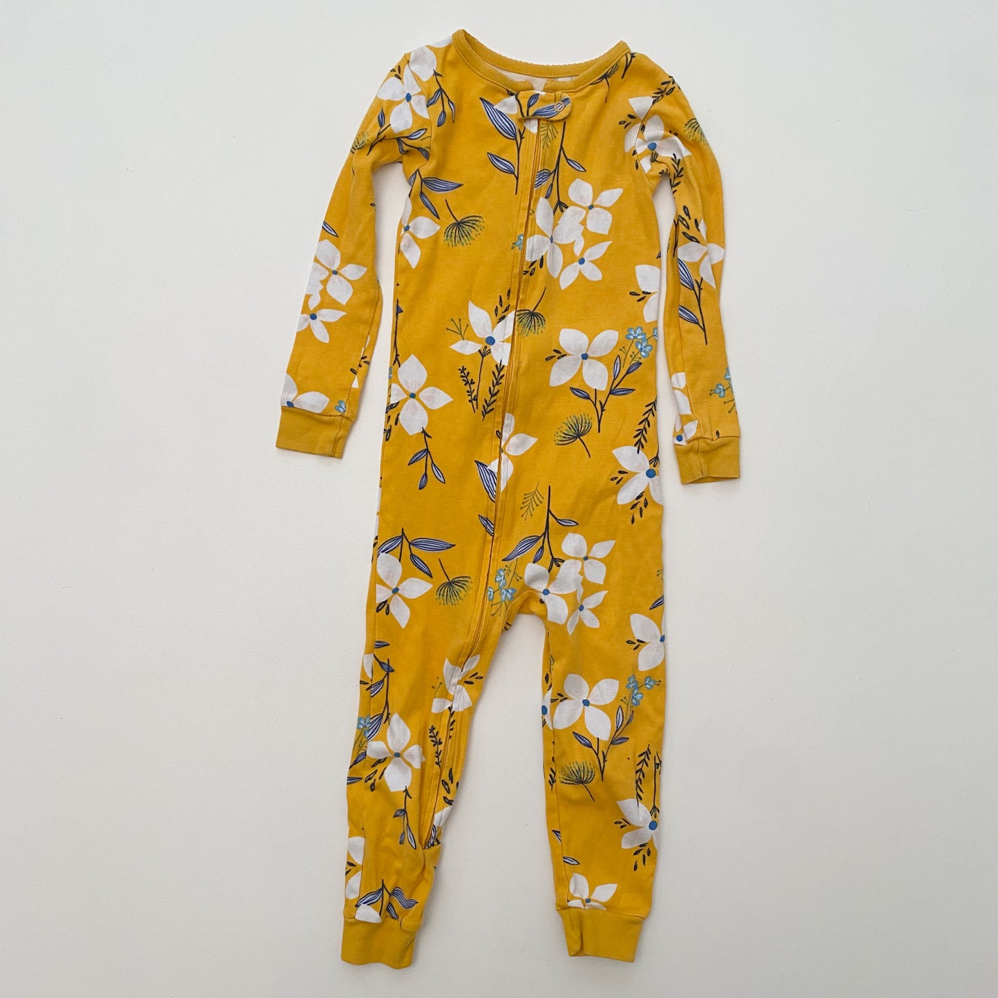 Yellow Floral One-Piece Pajamas