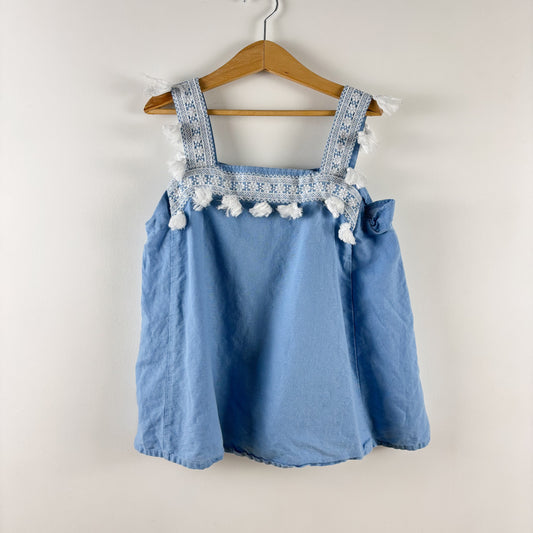 Blue Linen-Blend Tank (12Y)