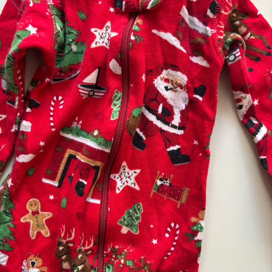 Santa Print Footless Pajamas (6-12M)