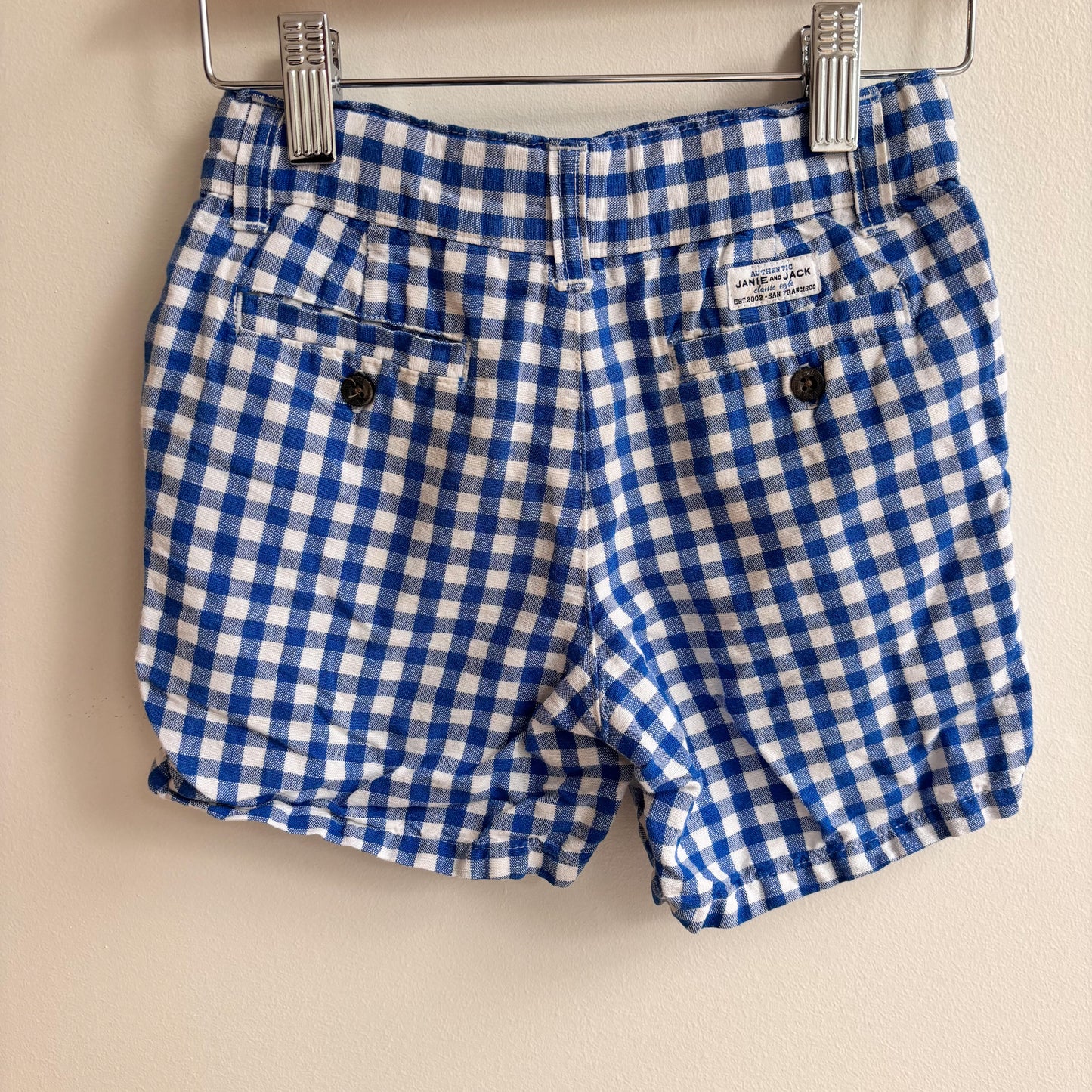 Blue Checkered Linen-Blend Shorts (4Y)