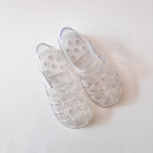 Daisy Print Clear Jelly Shoes (7C)