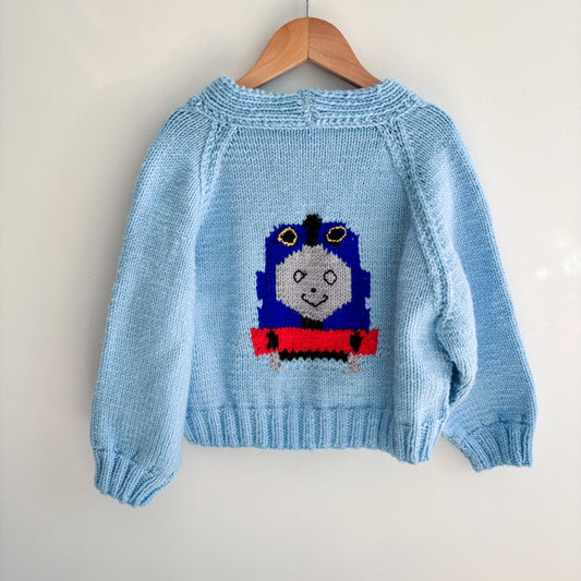 Hand Knit Train Sweater (5Y)