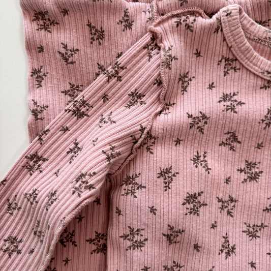 Pink Floral Ribbed Set (3T)