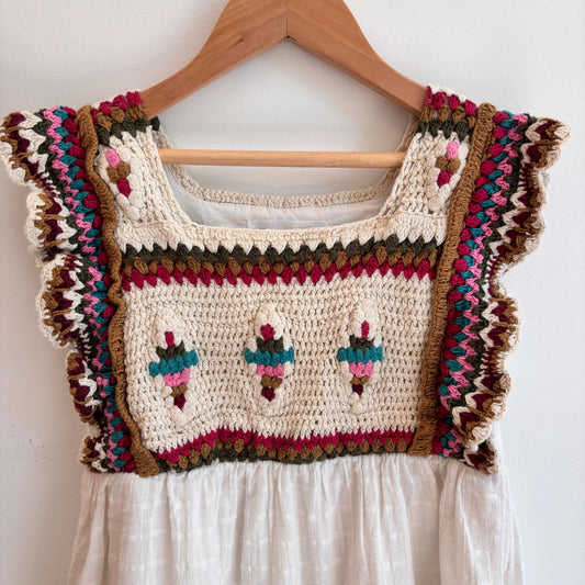 White Crochet Dress (9Y)
