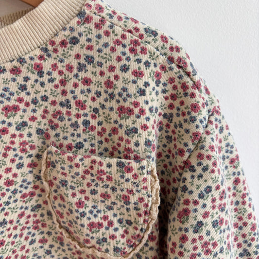 Floral Sweatshirt w/ Lace Trim Pocket (1.5Y)