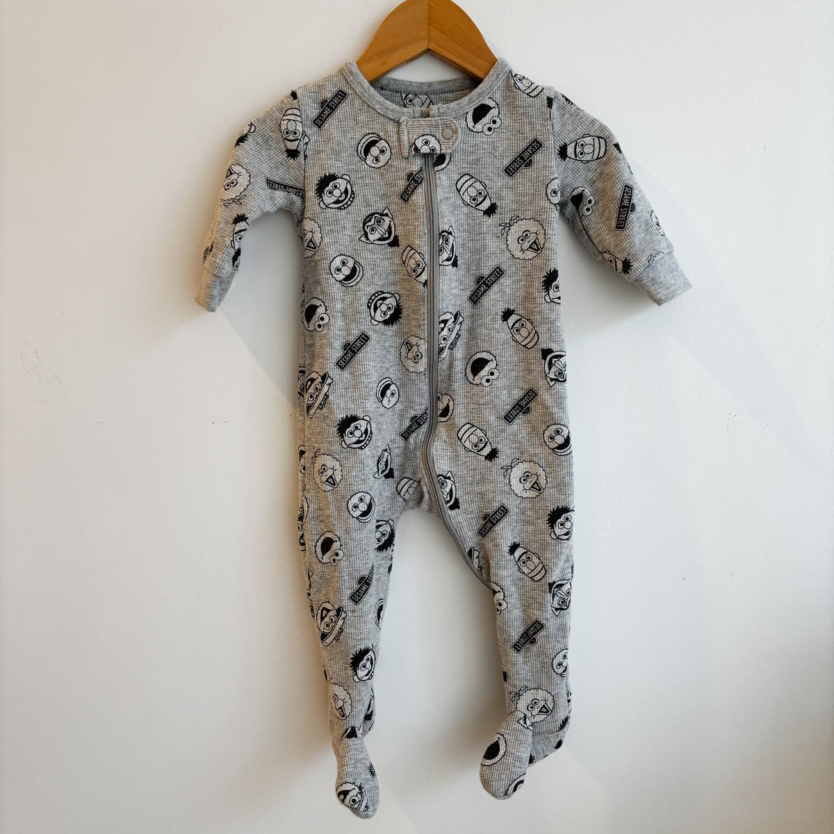 Sesame Character Waffle Knit Sleeper (0-6M)