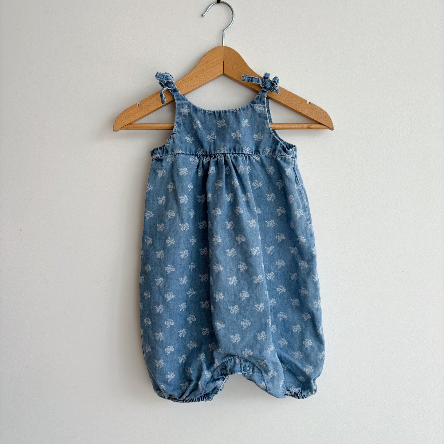 Chambray Floral Romper (6-9M)
