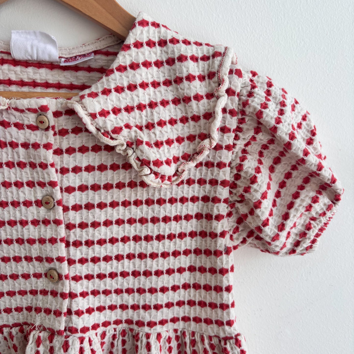 Textured Coral + Cream Dress (4-5Y)