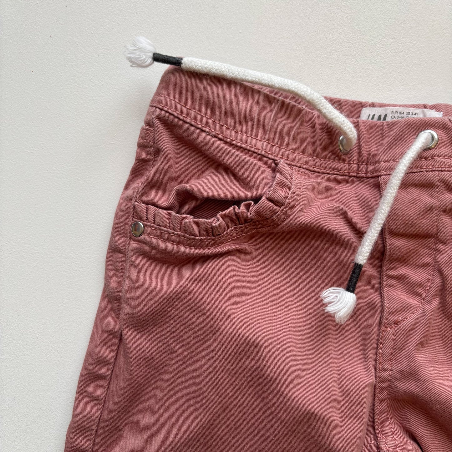 Pink Denim Elastic-Waist Pants (4T)