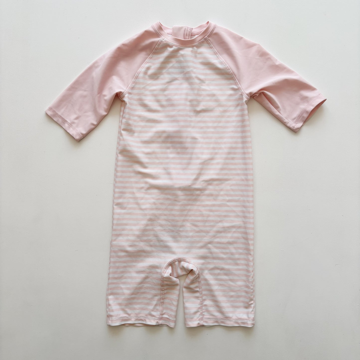 Pale Pink Striped Swim Suit (3/4T)