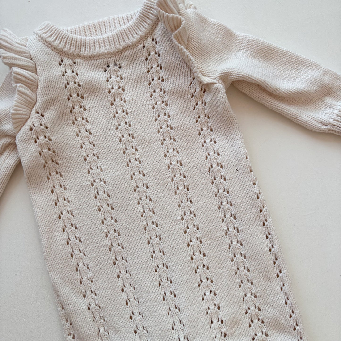 Cream Knit Romper (0-3M)
