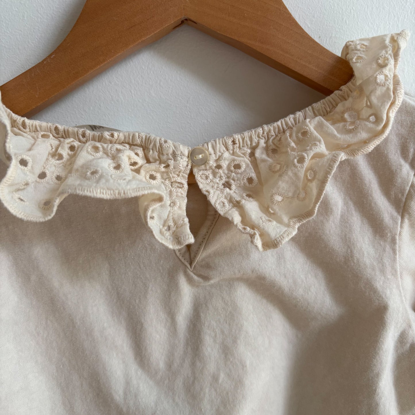 Cream Ruffle Long Sleeve Shirt (6Y)